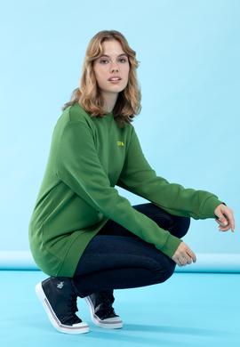 Yeşil Bisiklet Yaka Basic Sweatshirt - 50276089087