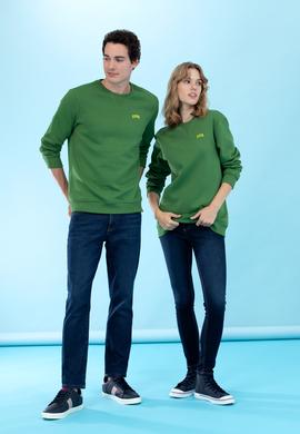 Yeşil Bisiklet Yaka Basic Sweatshirt - 50276089087