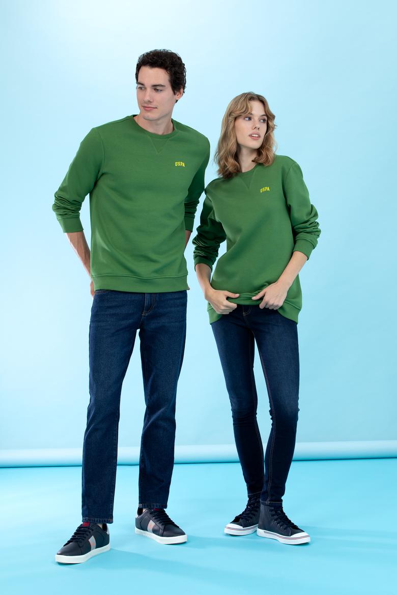 Yeşil Bisiklet Yaka Basic Sweatshirt - 50276089087