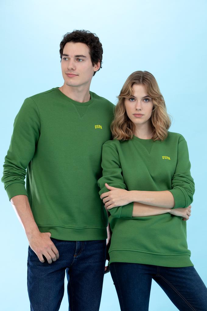 Yeşil Bisiklet Yaka Basic Sweatshirt
