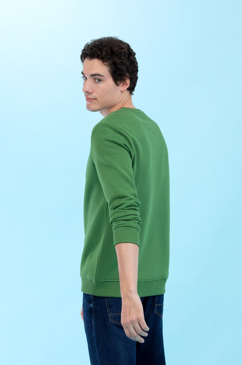 Yeşil Bisiklet Yaka Basic Sweatshirt