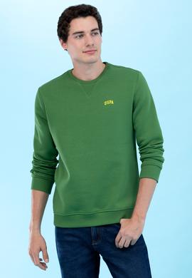 Yeşil Bisiklet Yaka Basic Sweatshirt - 50276089087