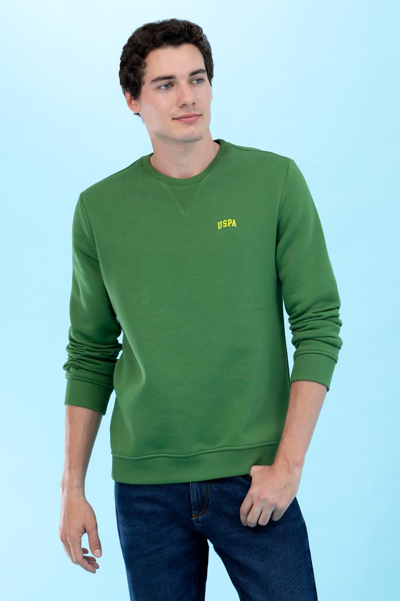 Yeşil Bisiklet Yaka Basic Sweatshirt - 50276089087