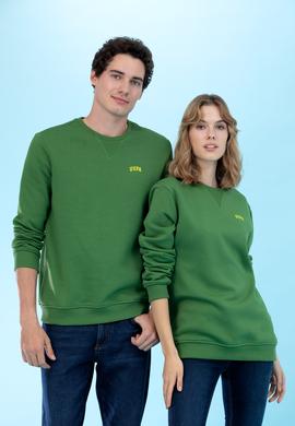Yeşil Bisiklet Yaka Basic Sweatshirt - 50276089087
