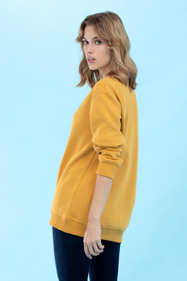 Hardal Bisiklet Yaka Basic Sweatshirt - 50276089096