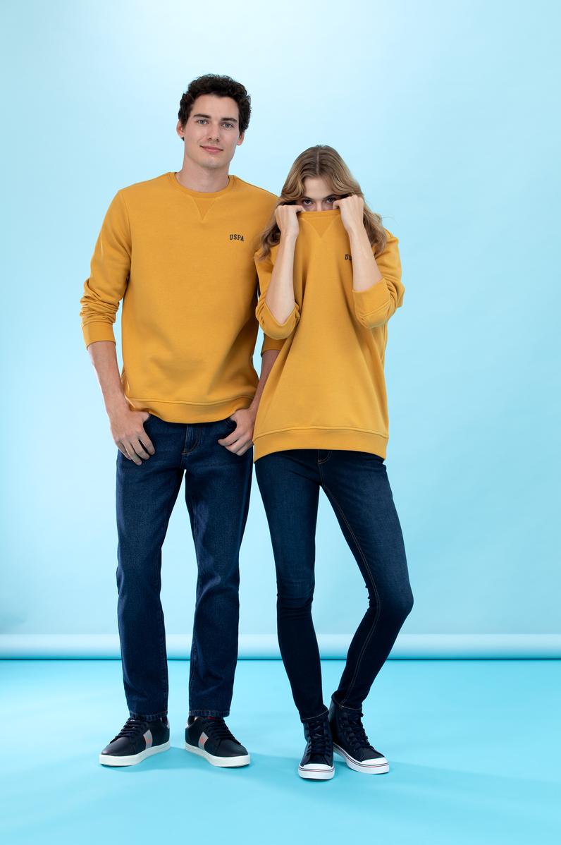 Hardal Bisiklet Yaka Basic Sweatshirt