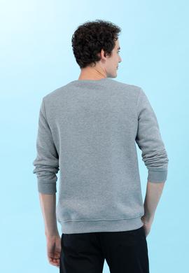 Gri Melanj Bisiklet Yaka Basic Sweatshirt - 50276089113