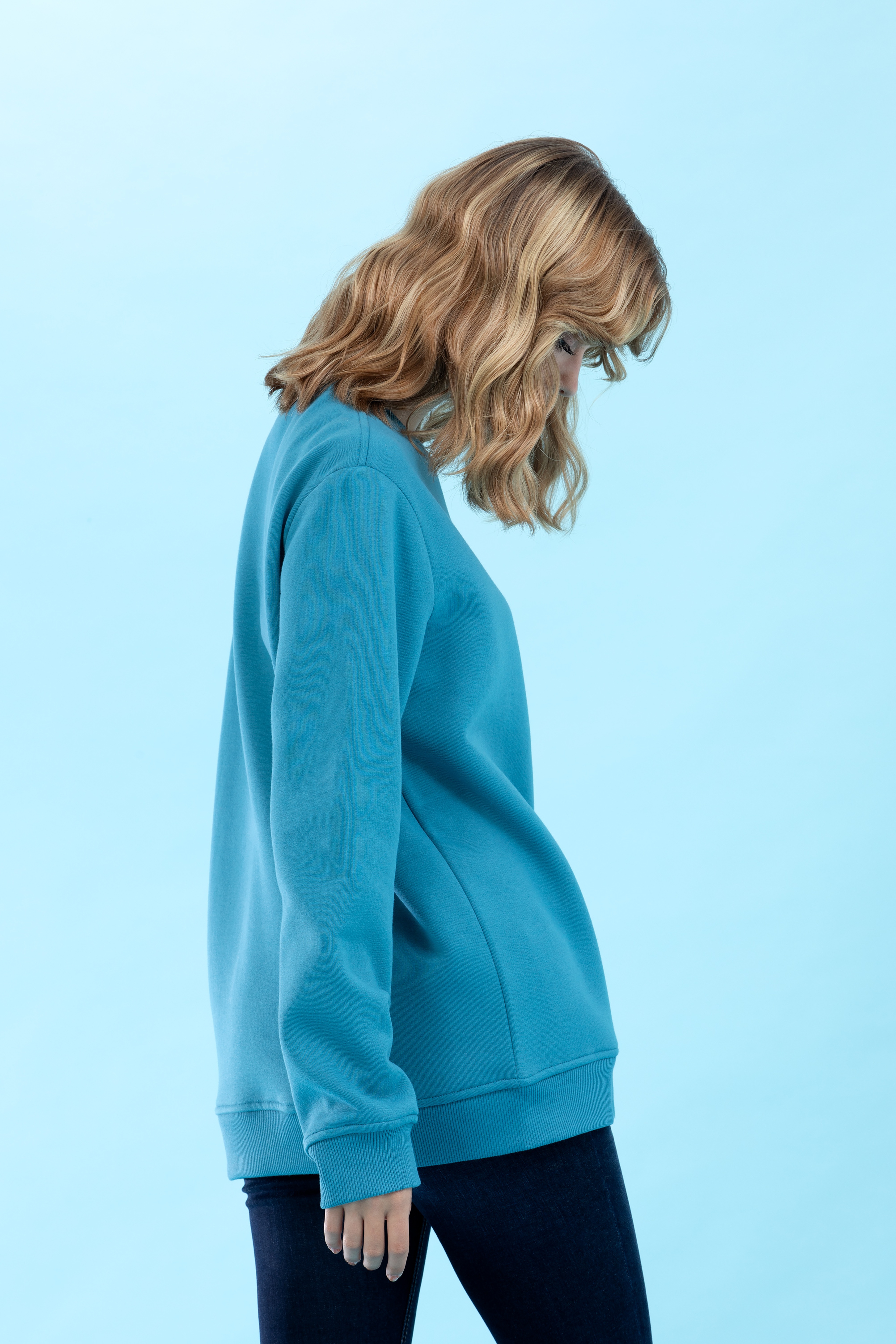 Petrol Bisiklet Yaka Basic Sweatshirt - Image 5