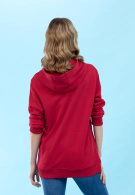 Kırmızı Kapüşonlu Basic Sweatshirt - 50273736134