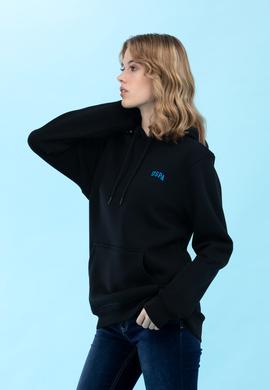 Siyah Kapüşonlu Basic Sweatshirt - 50273935051