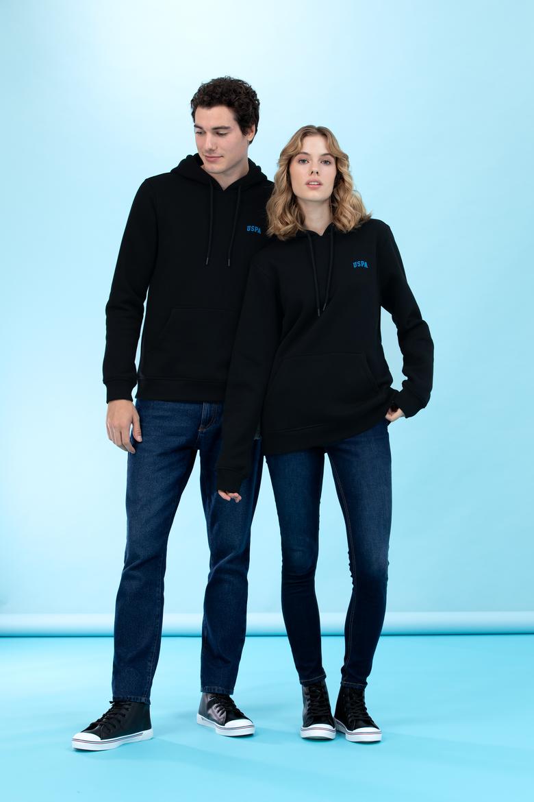 Siyah Kapüşonlu Basic Sweatshirt