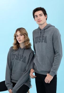 Antrasit Melanj Kapüşonlu Basic Sweatshirt - 50273736033