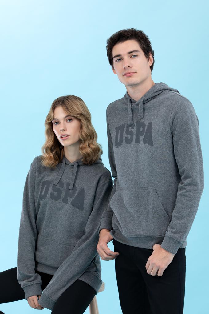 Antrasit Melanj Kapüşonlu Basic Sweatshirt