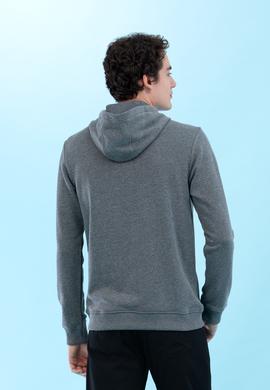 Antrasit Melanj Kapüşonlu Basic Sweatshirt - 50273736033