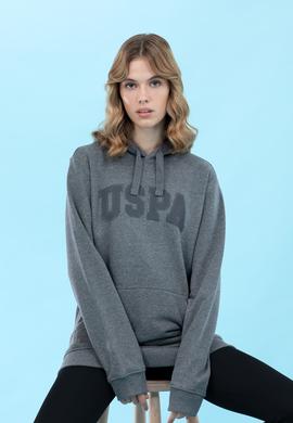 Antrasit Melanj Kapüşonlu Basic Sweatshirt - 50273736033