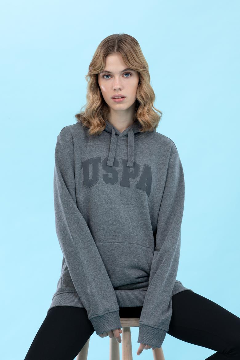Antrasit Melanj Kapüşonlu Basic Sweatshirt - 50273736033