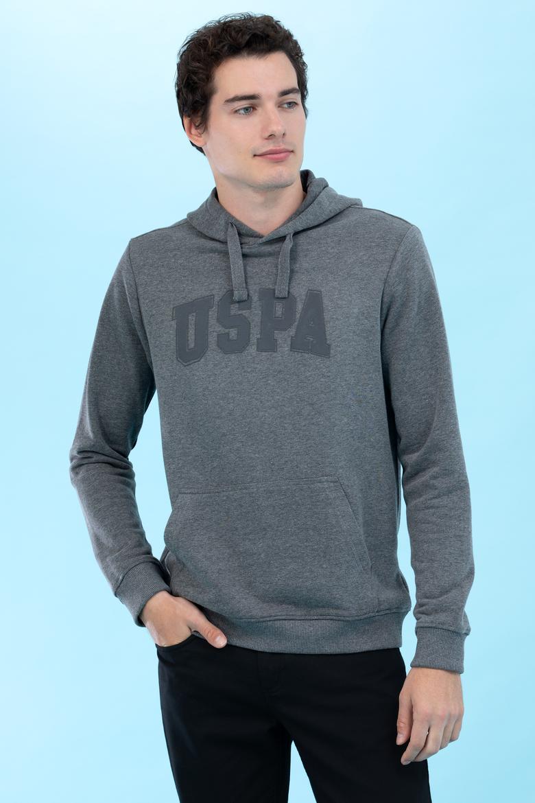 Antrasit Melanj Kapüşonlu Basic Sweatshirt - 50273736033