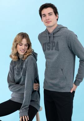 Antrasit Melanj Kapüşonlu Basic Sweatshirt - 50273736033