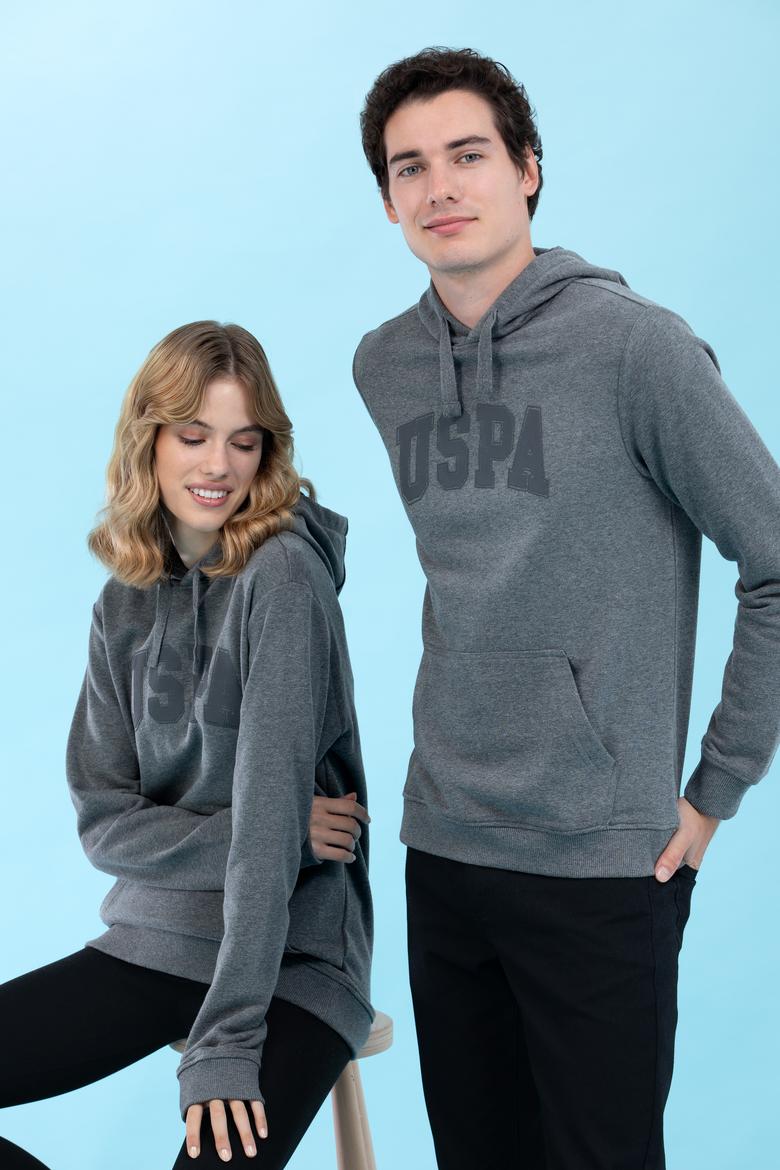 Antrasit Melanj Kapüşonlu Basic Sweatshirt - 50273736033