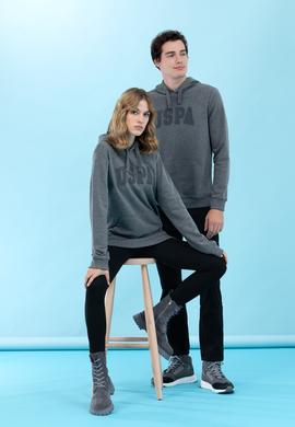 Antrasit Melanj Kapüşonlu Basic Sweatshirt - 50273736033