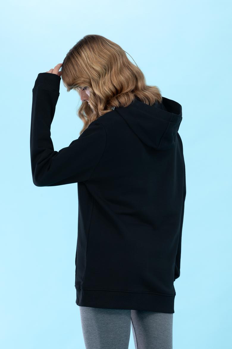 Siyah Kapüşonlu Basic Sweatshirt - 50273736094