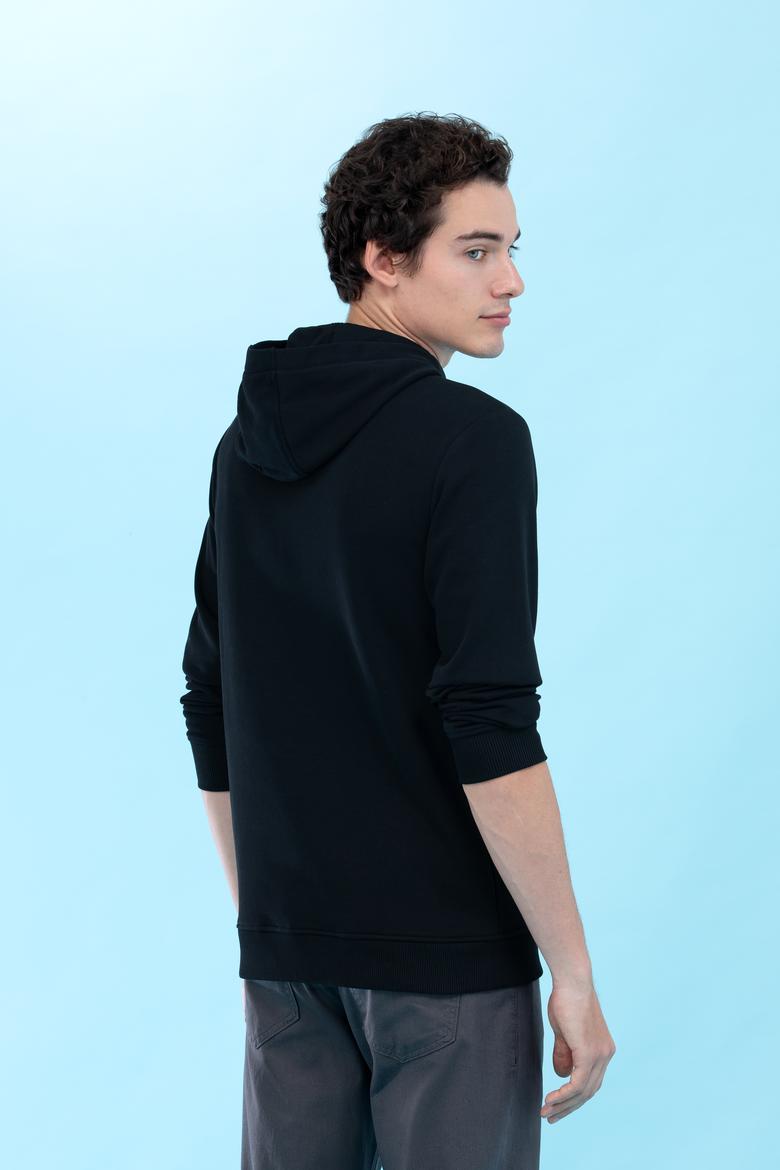 Siyah Kapüşonlu Basic Sweatshirt - 50273736094