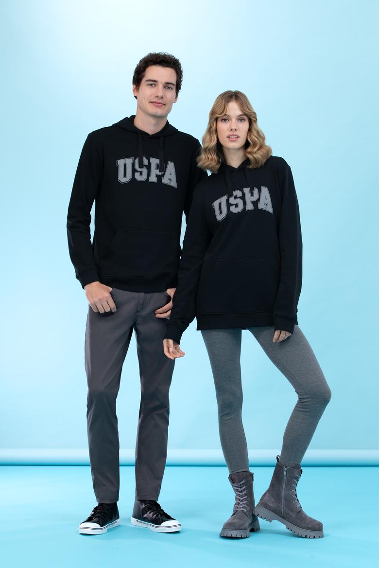 Siyah Kapüşonlu Basic Sweatshirt