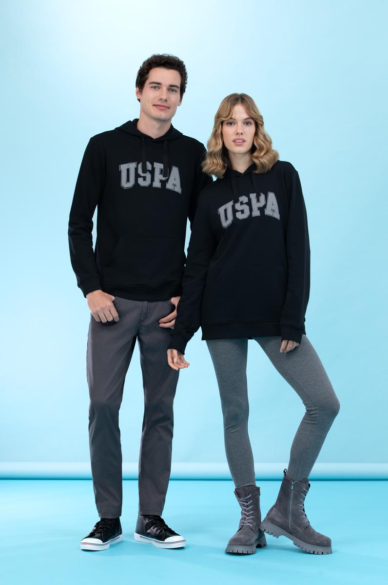 Siyah Kapüşonlu Basic Sweatshirt