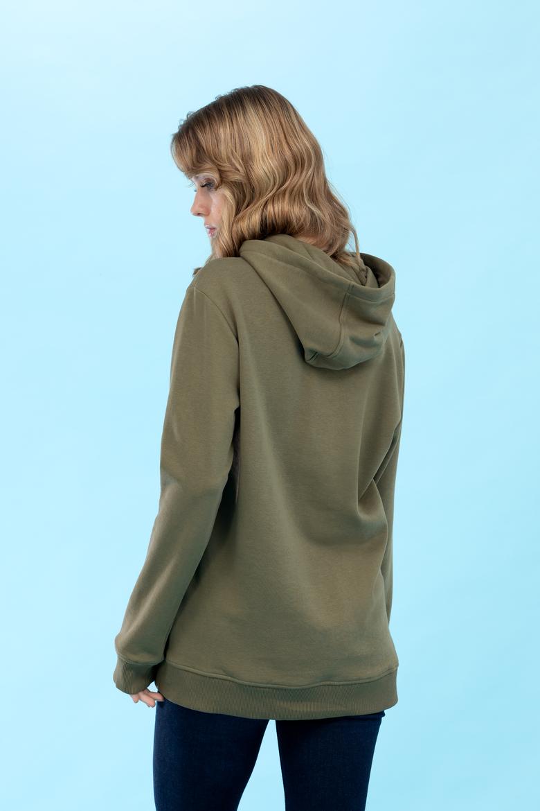 Haki Kapüşonlu Basic Sweatshirt - 50273736123