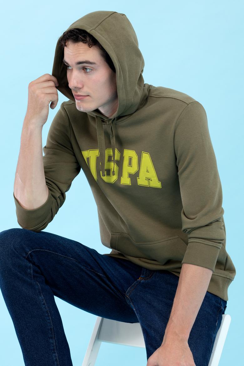 Haki Kapüşonlu Basic Sweatshirt - 50273736123