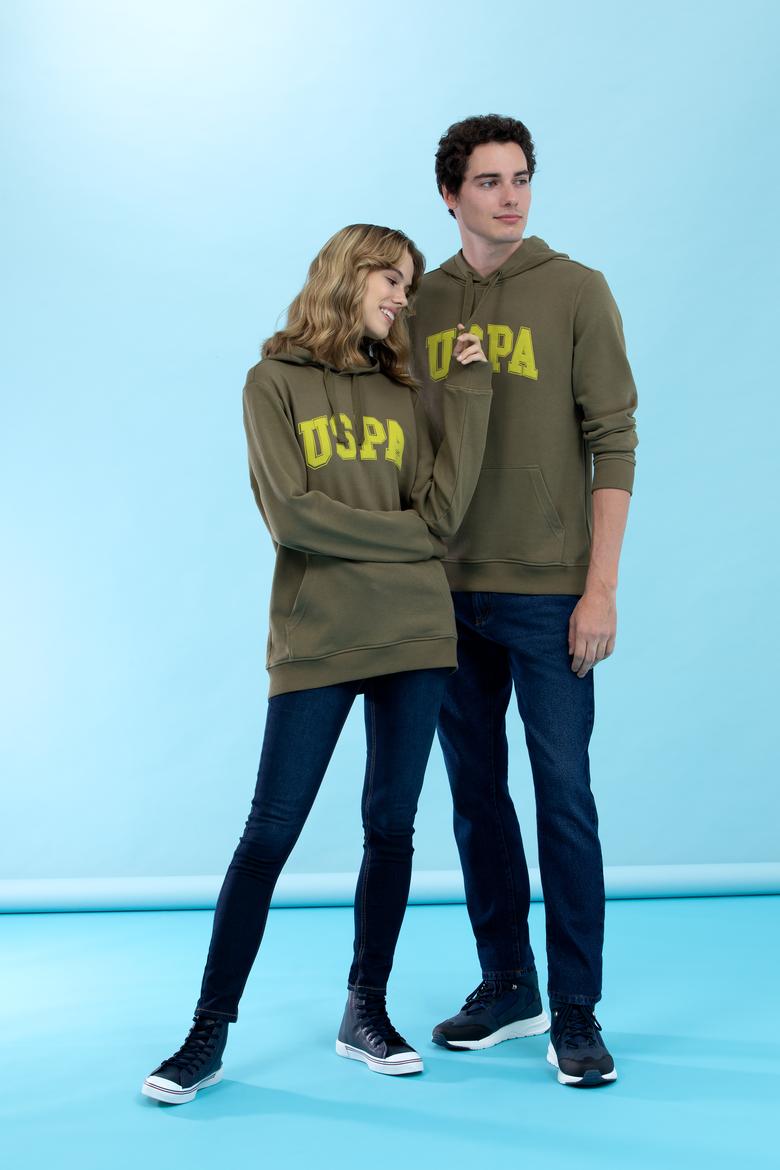 Haki Kapüşonlu Basic Sweatshirt - 50273736123