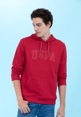 Kırmızı Kapüşonlu Basic Sweatshirt - 50273736134