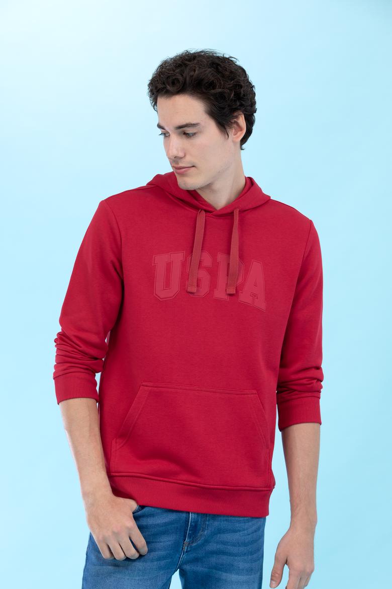 Kırmızı Kapüşonlu Basic Sweatshirt - 50273736134