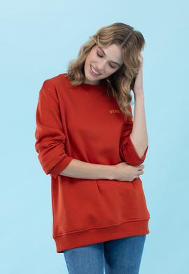 Kiremit Bisiklet Yaka Basic Sweatshirt - 50276089030