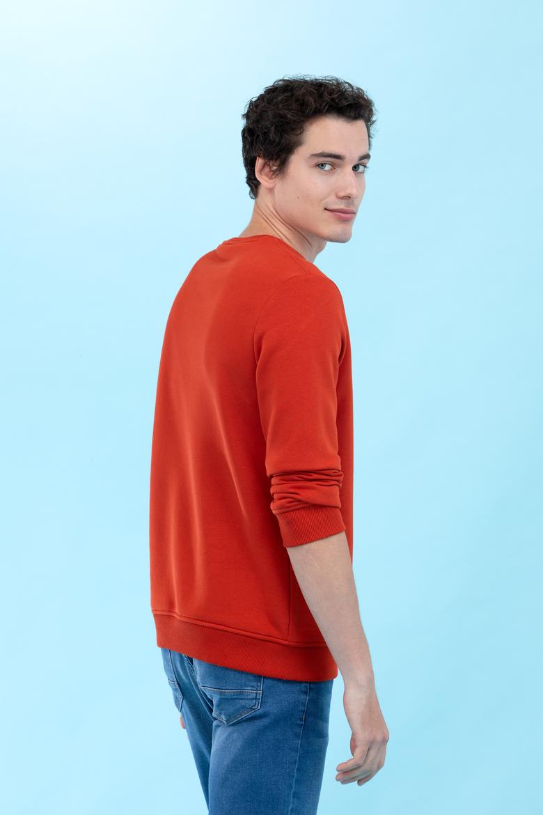 Kiremit Bisiklet Yaka Basic Sweatshirt - 50276089030