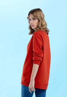 Kiremit Bisiklet Yaka Basic Sweatshirt - 50276089030