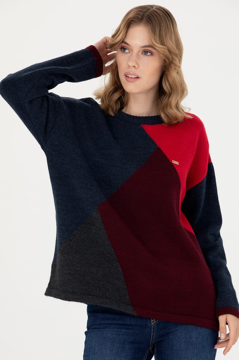 Kadın Lacivert Bisiklet Yaka Kazak