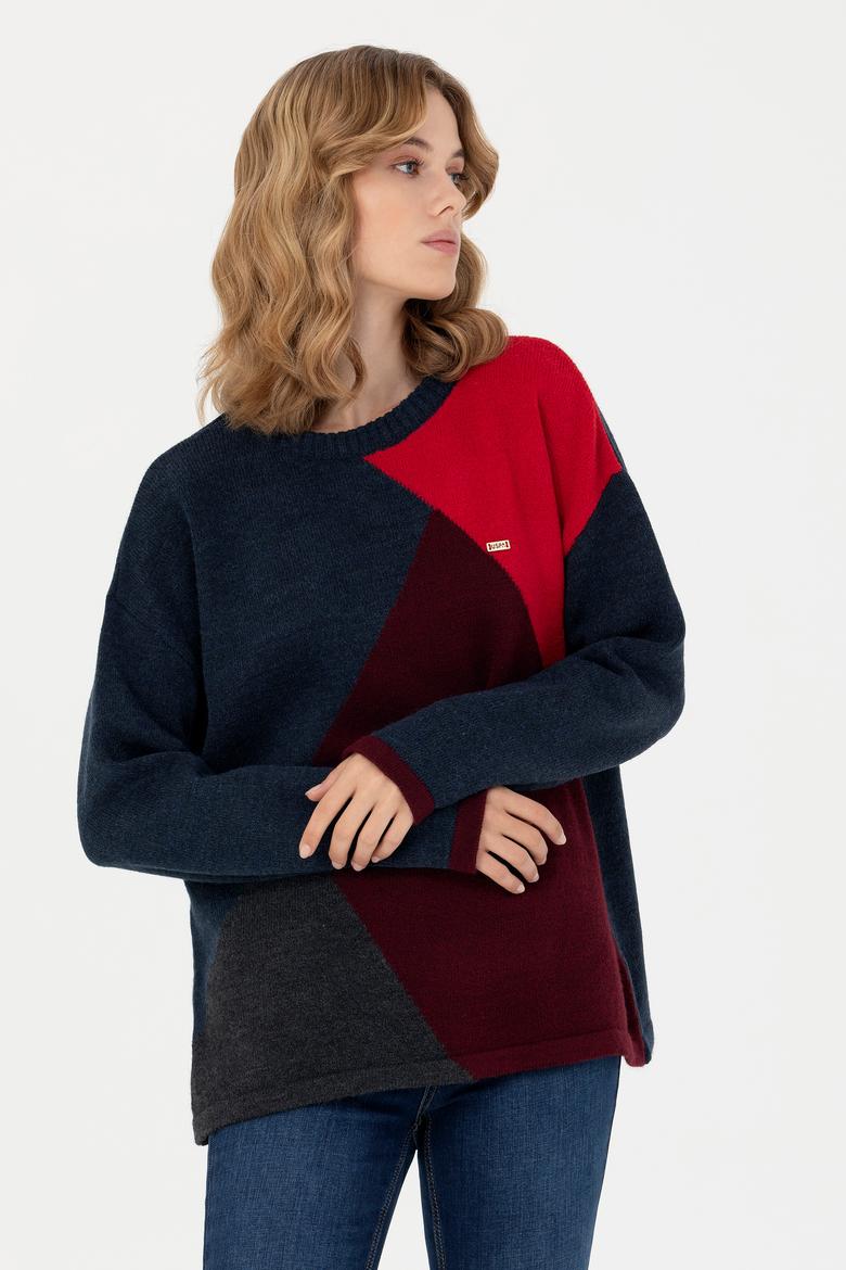 Kadın Lacivert Bisiklet Yaka Kazak - 50272033010