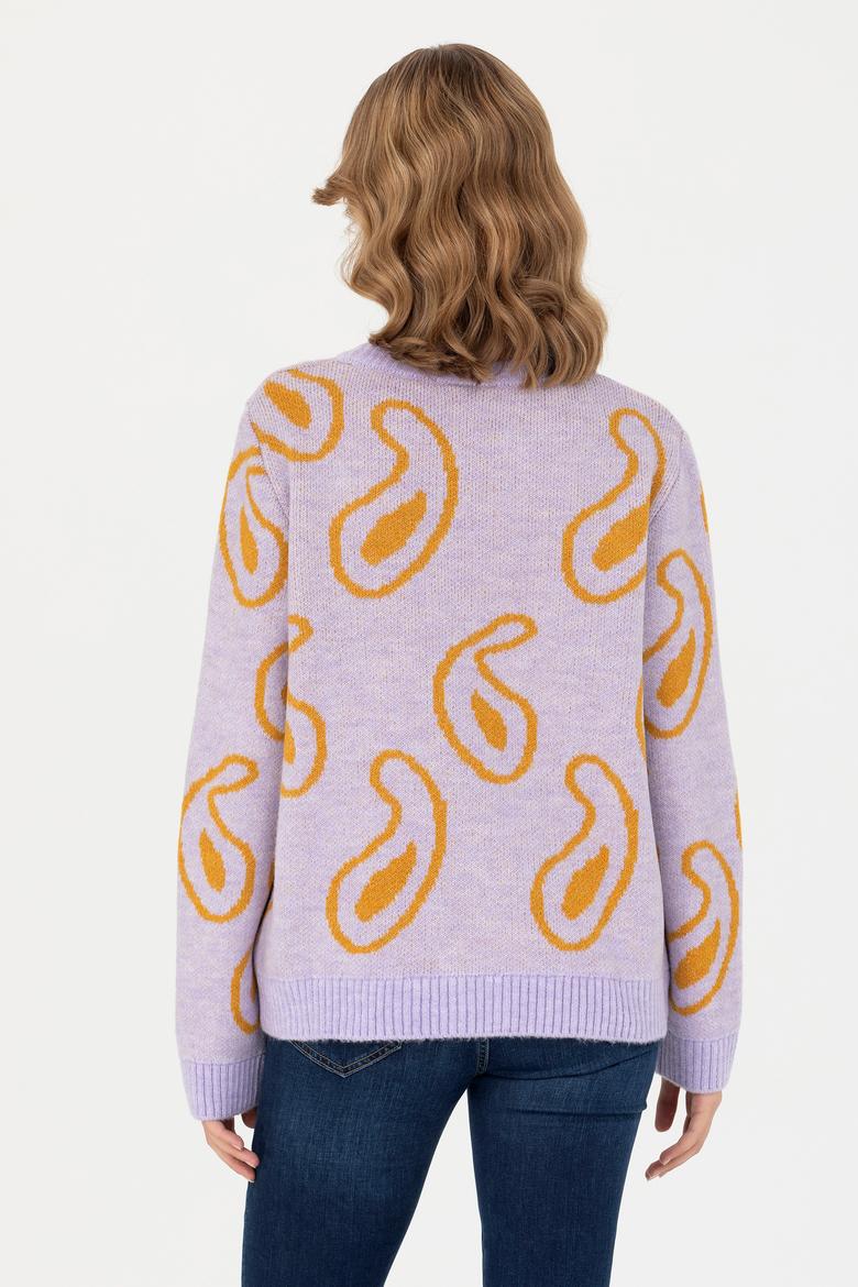 Kadın Lila Bisiklet Yaka Kazak - 50270424015