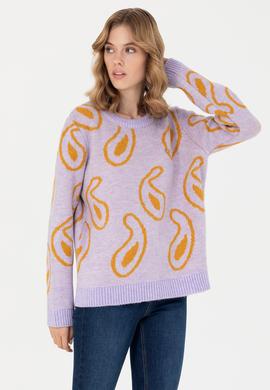 Kadın Lila Bisiklet Yaka Kazak - 50270424015