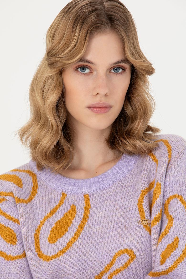 Kadın Lila Bisiklet Yaka Kazak - 50270424015