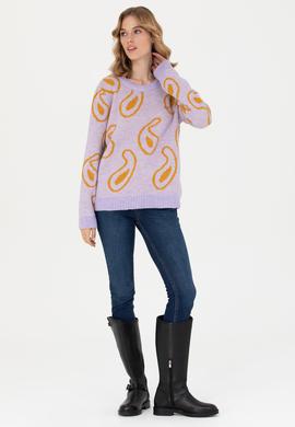 Kadın Lila Bisiklet Yaka Kazak - 50270424015