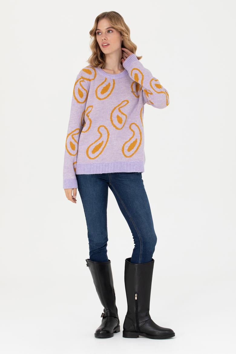 Kadın Lila Bisiklet Yaka Kazak - 50270424015