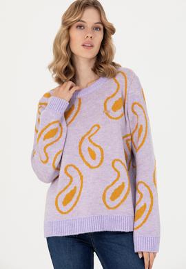 Kadın Lila Bisiklet Yaka Kazak - 50270424015