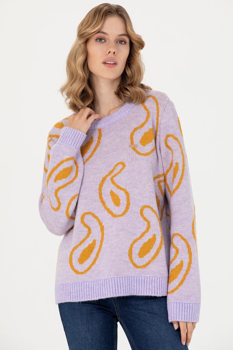 Kadın Lila Bisiklet Yaka Kazak - 50270424015