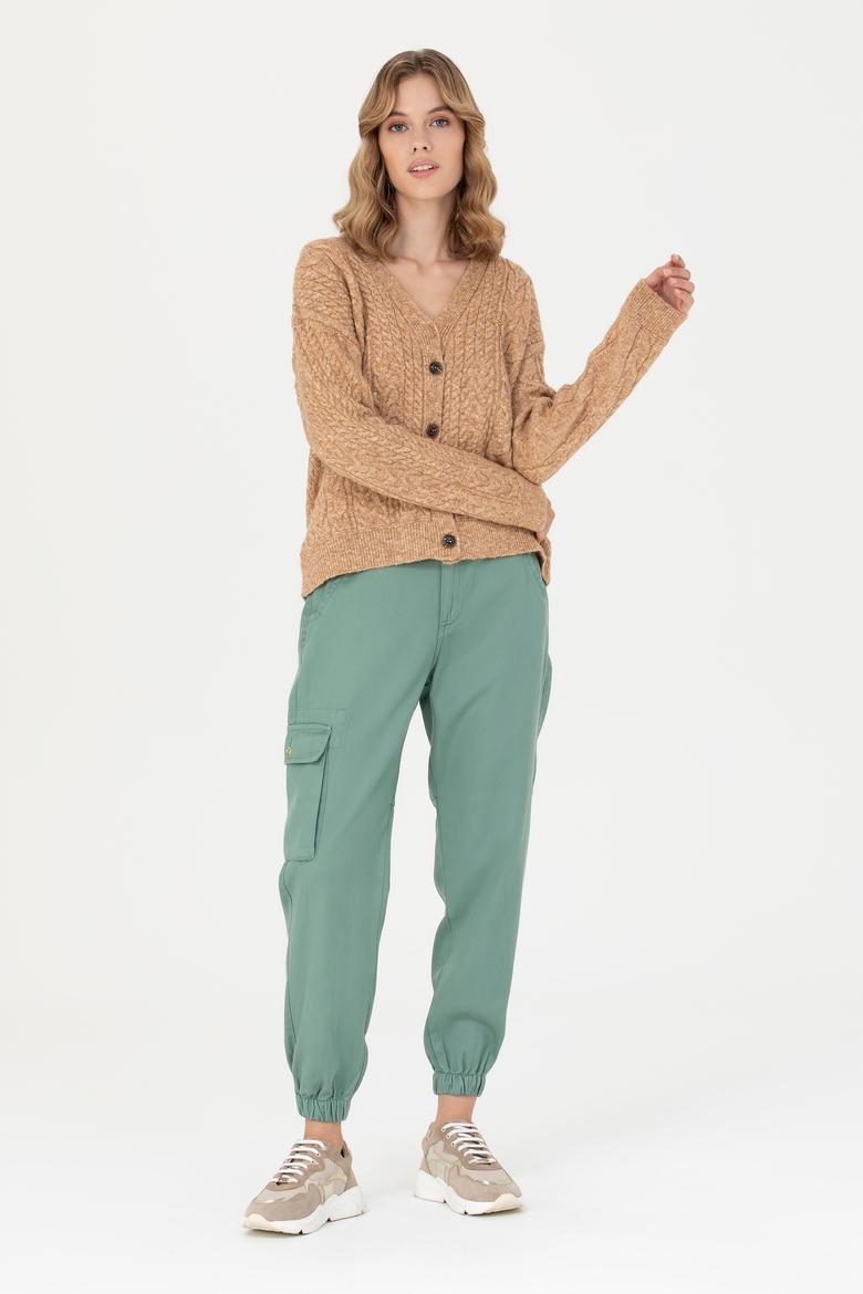 Kadın Kum Melanj Triko Hırka - 50269497014