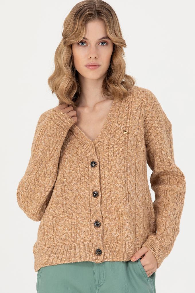 Kadın Kum Melanj Triko Hırka