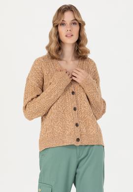 Kadın Kum Melanj Triko Hırka - 50269497014