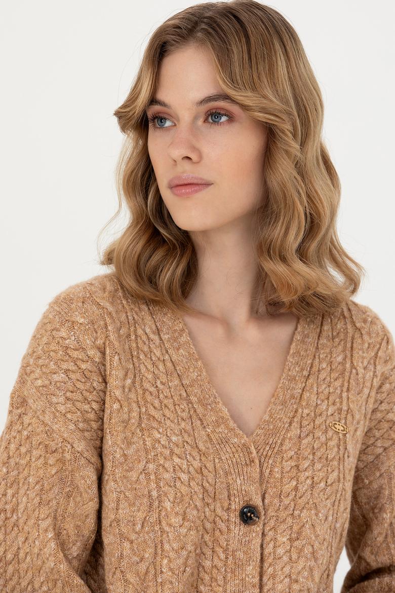 Kadın Kum Melanj Triko Hırka - 50269497014