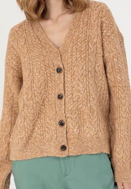 Kadın Kum Melanj Triko Hırka - 50269497014